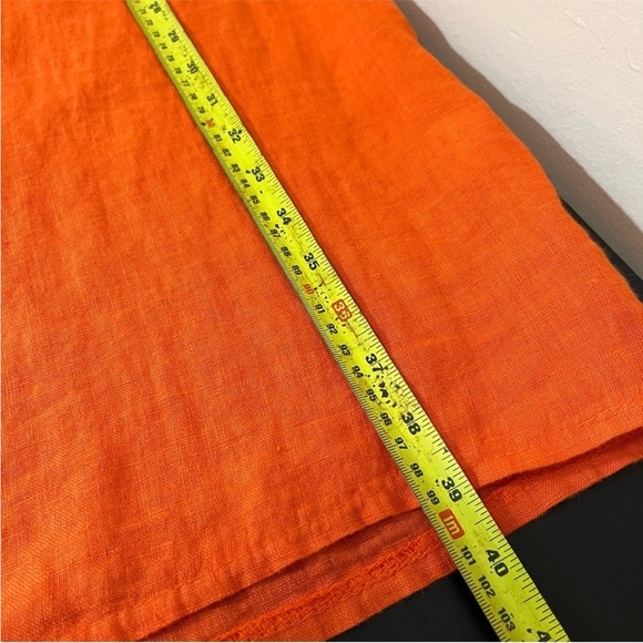 Vanessa Zani Orange Linen Midi Dress | Split Neck Short Sleeves | Made in Italy - Picture 11 of 11